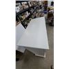Image 3 : White Five-Drawer Chest with Black Metal Cup Pulls and Beadboard-Style Arched Top Drawer Damage on
