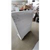 Image 5 : White Five-Drawer Chest with Black Metal Cup Pulls and Beadboard-Style Arched Top Drawer Damage on