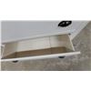 Image 7 : White Five-Drawer Chest with Black Metal Cup Pulls and Beadboard-Style Arched Top Drawer Damage on