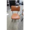 Image 2 : Pair of Mid-Century Modern Dining Chairs with Brown Vinyl Upholstery and Black Metal Frame