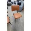 Image 3 : Pair of Mid-Century Modern Dining Chairs with Brown Vinyl Upholstery and Black Metal Frame