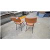 Image 5 : Pair of Mid-Century Modern Dining Chairs with Brown Vinyl Upholstery and Black Metal Frame