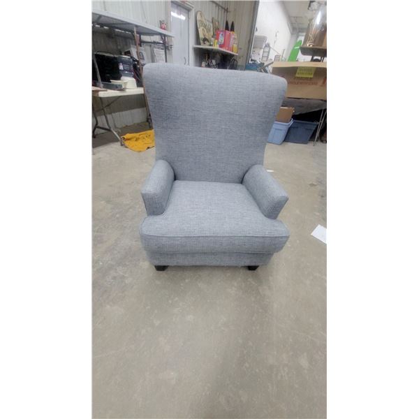 Modern Gray Upholstered High-Back Accent Chair with Padded Arms