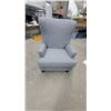 Image 1 : Modern Gray Upholstered High-Back Accent Chair with Padded Arms
