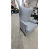 Image 2 : Modern Gray Upholstered High-Back Accent Chair with Padded Arms
