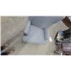 Image 3 : Modern Gray Upholstered High-Back Accent Chair with Padded Arms