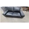Image 1 : Black Leather Two-Seat Loveseat with Square Arms 73" Wide