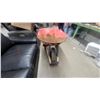 Image 4 : Red Metal Single-Wheel Wheelbarrow with Wooden Handles