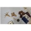 Image 3 : Brass Crucifix, Wooden Cross, Madonna and Child Plaque, Prayer Cards, and More