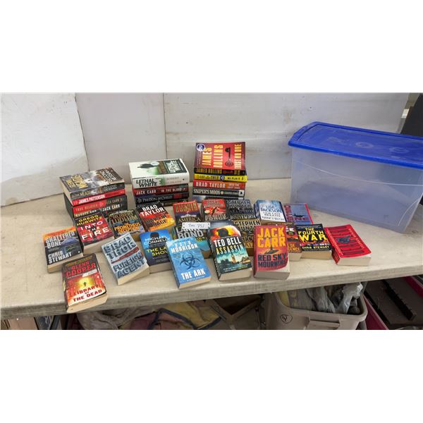 Collection of Thriller Novels by Jack Carr, James Patterson, Brad Thor, and More, with Tote