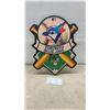 Image 1 : Toronto Blue Jays MLB Wall Clock with Baseball Diamond and Crossed Bats Design, 16 x 12"