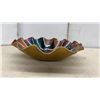 Image 2 : Two Vintage Seetusee Glassware with Ruffled Bowl and Square Tray, Multicolor Swirl Pattern, 12 & 5