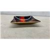Image 4 : Two Vintage Seetusee Glassware with Ruffled Bowl and Square Tray, Multicolor Swirl Pattern, 12 & 5