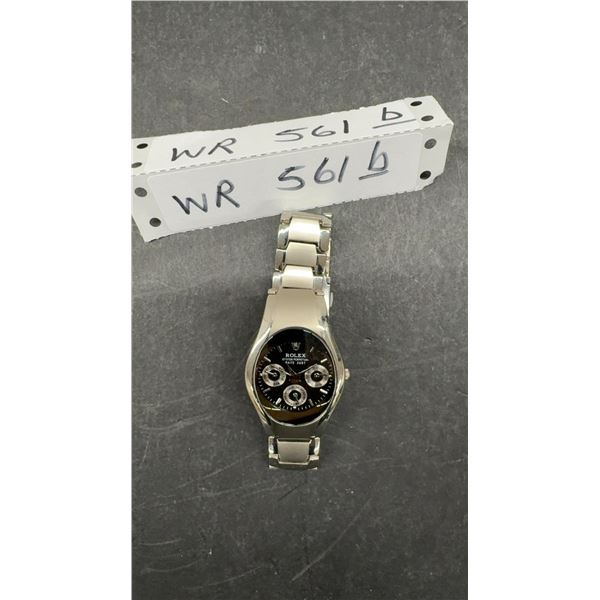 Faux Rolex Oyster Perpetual Datejust Watch with Silver-Tone Metal Case and Bracelet