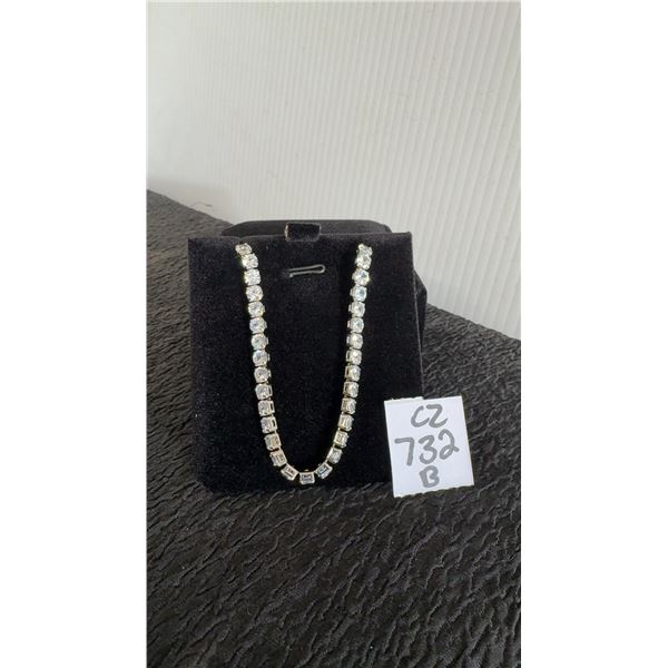 Platinum-Plated 4.0mm Simulated Diamond Cubic Zirconia Tennis Bracelet, Adjustable 6" - 10"