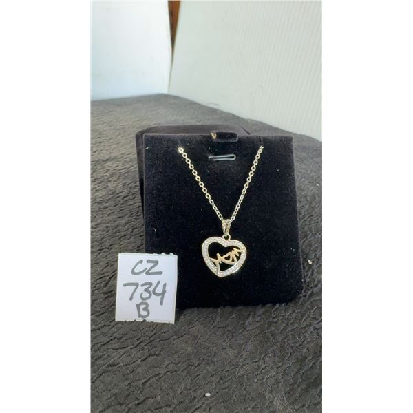 Platinum-Plated 22mm Mom Heart Necklace, Adjustable 16" to 18" Long
