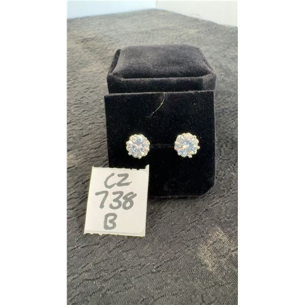 Platinum-Plated 2.0-Carat Each Simulated Diamond Cubic Zirconia Snowflake Stud Earrings