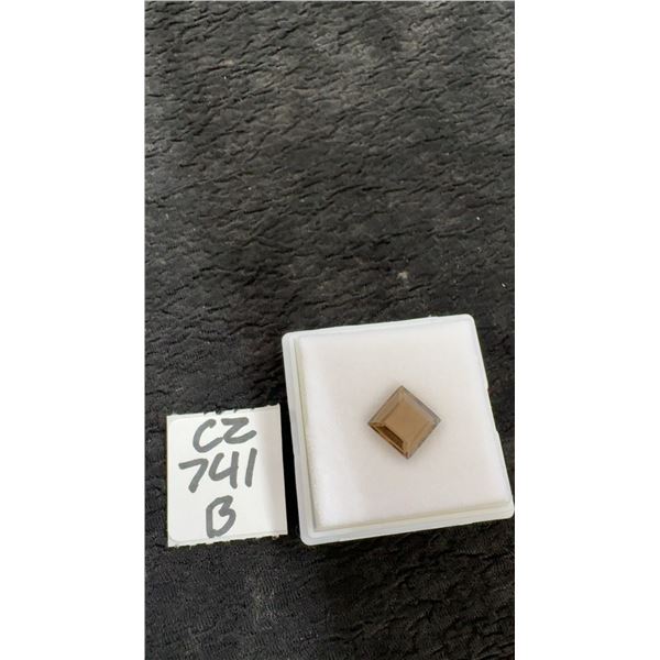 3.9-Carat Natural Untreated Smokey Quartz Princess Cut Gemstone, 9.9mm x 9.9mm