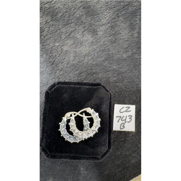 EW Platinum Plated 2.2 Total Carat Weight Simulated Diamond Cubic Zirconia Huggie Earrings