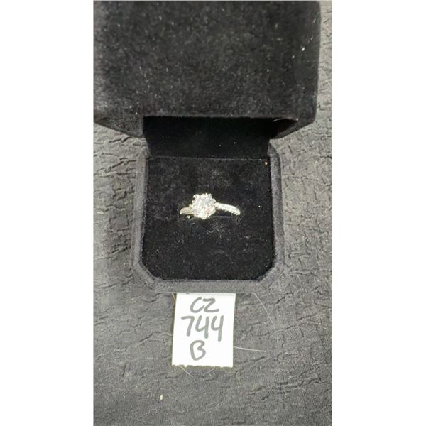 Platinum-Plated 1.0 Carat Simulated Diamond Cubic Zirconia Channel Ring, Resizeable