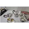 Image 2 : Silver-Plated Four-Piece Tea and Coffee Service with Serving Trays and More