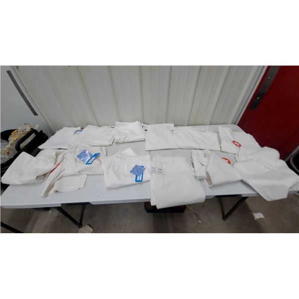 12x White Medical Scrubs Including Mobb Pants, Pro Soft Scrub Pants, and Red Cross Tops Size xl2 to