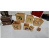 Image 2 : Vintage Enamel Paella Pan, Sugar Canister, Coffee Grinder, and Nesting Blocks