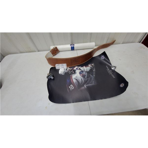 Everlast Leather Weightlifting Belt, Dale Hawerchuk Memorial Poster, and More