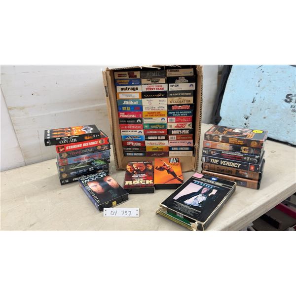 59 VHS Movie Collection Including Con Air, The Rock, Gladiator, True Lies, and More