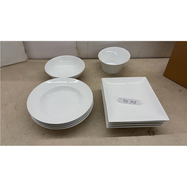 Blackhawk Marketing 10-Piece Ceramic Dinnerware Set with Round and Rectangular Plates and More