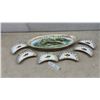Image 1 : Crown Sterling China Fish Platter, 22 x 8 1/2" with Six Bone China Side Crescent Plates, Gold Trim