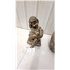 Image 2 : Bronze-Finish Child Yard Ornament on Cushion and Textured Ceramic Vase with Geometric Pattern 16"
