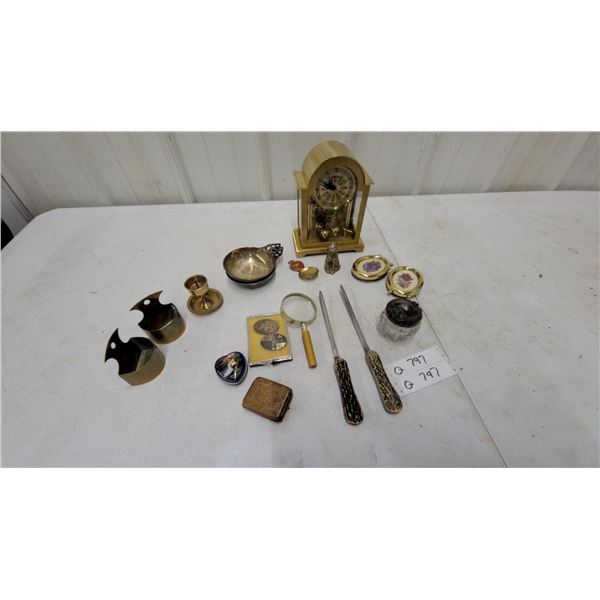 Kundo Brass Anniversary Clock with Torsion Pendulum, Letter Openers, and More