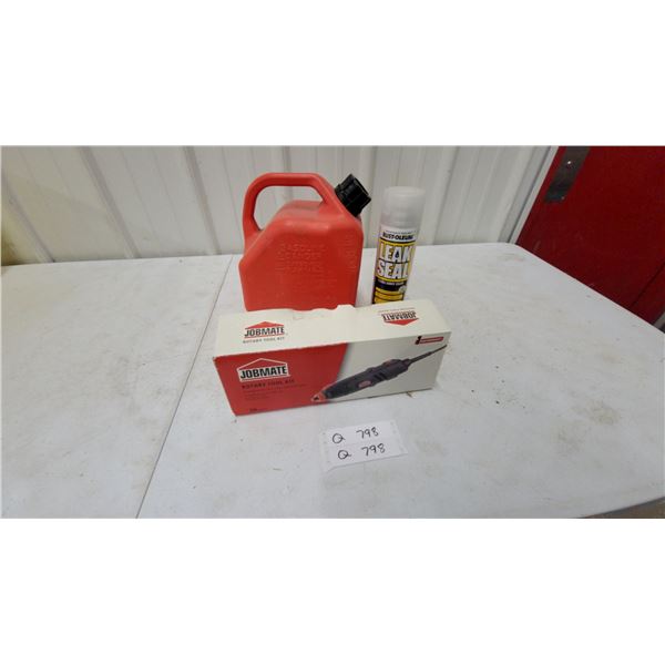 Jobmate 36-Piece Rotary Tool Kit, 5-Gallon Gas Can, and Rust-Oleum LeakSeal Spray