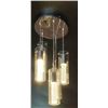 Image 1 : Chrome Multi-Light LED Chandelier with Cylindrical Glass Shades