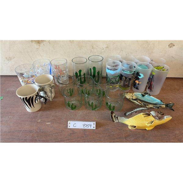 California Scenes Frosted Glasses, Cactus Glasses, Animal Mugs, Fish Figurines, and More