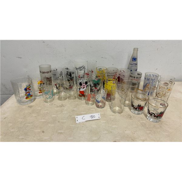 Vintage Souvenir Drinking Glasses, 1970 Manitoba Centennial, Disney Mickey Mouse, and More