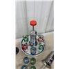 Image 2 : Vintage Chrome Revolving Shot Glass Dispenser with Colorful Glasses and More