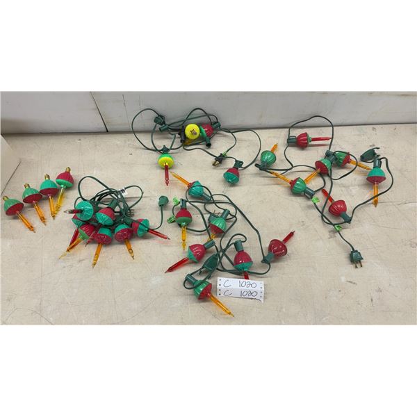 Vintage Christmas Bubble Light Strings with Colored Liquid Tubes and Spare Bulbs