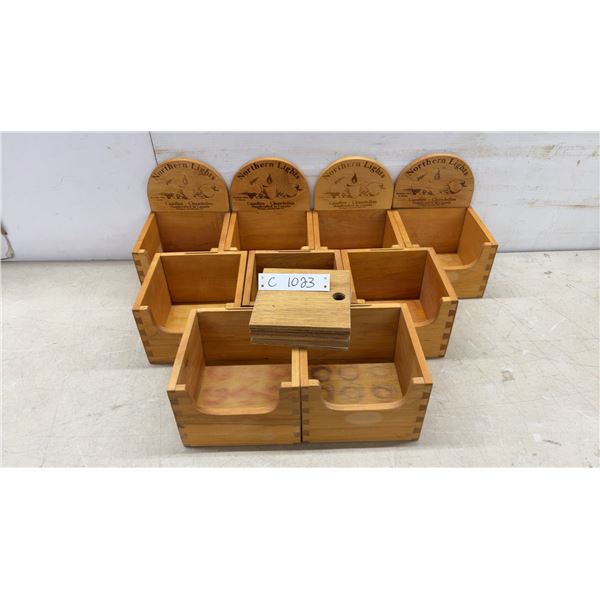 Northern Lights Candles Handcrafted Wooden Display Boxes with Inserts, Set of 8