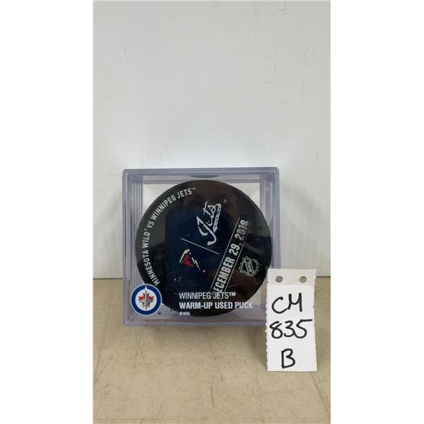 Official Winnipeg Jets Vs New Jersey Devils Warm Up Puck