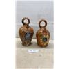 Image 2 : Two Antique South American Hand-Painted Ceramic Water Bottles with Floral Designs, Approximately