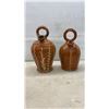 Image 3 : Two Antique South American Hand-Painted Ceramic Water Bottles with Floral Designs, Approximately