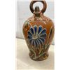 Image 7 : Two Antique South American Hand-Painted Ceramic Water Bottles with Floral Designs, Approximately