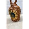 Image 8 : Two Antique South American Hand-Painted Ceramic Water Bottles with Floral Designs, Approximately