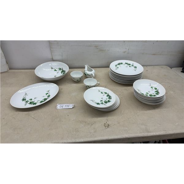 Wedgwood Ivy Pattern Dinnerware Set with Serving Bowl, Platter, Creamer, and More