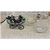 Image 4 : Set of Six Federal Glass Sunburst Amber Plates, Wine Glasses, Crystal Bowls, and More