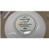 Image 6 : Framed Cross-Stitch Rose Needlework, Owl Collector Plates, and Souvenir Plates