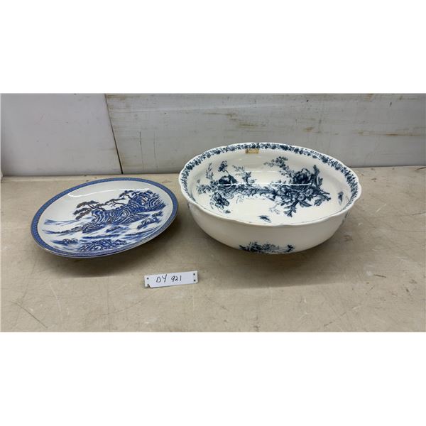 Japanese 14" Blue and Gold Platter & Villeroy & Boch Wash Basin