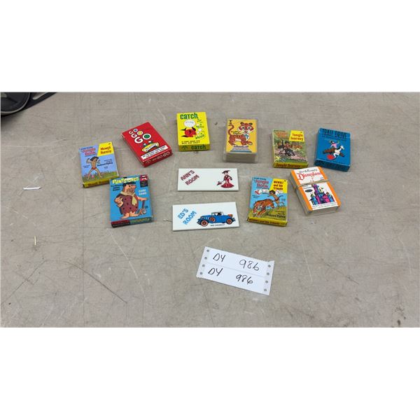Vintage Children's Card Games, Ceramic Room Signs, and More
